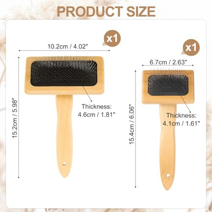 MECCANIXITY 2 Pcs Wool Carder, Hand Carding Brush 1 Medium and 1 Small Wooden Pet Grooming Tool for Needle Felting Pet Grooming Weaving Craft Supplies, Black, Wood Color - style: 1 Medium and 1 Small