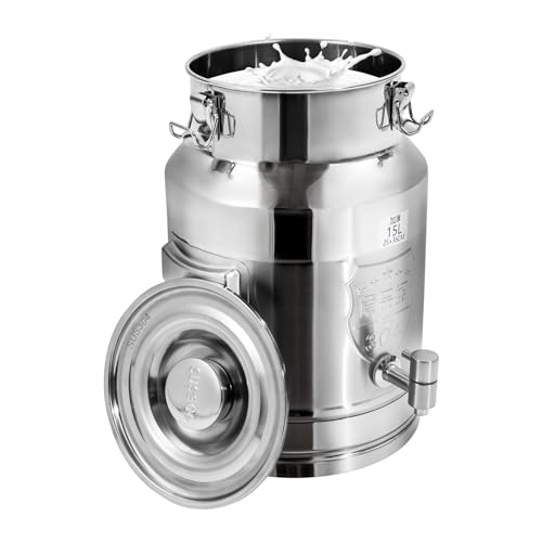 15L/3.96Gal Milk Can with Faucet, Stainless Steel Milk Can with Lid Milk Jug Milk Transport Container Wine Pail Bucket Bottle Stainless Steel Milk Bucket with Sealed Lid for Grain Wine Liquid