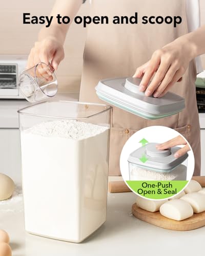 Ankou Airtight Pop Food Storage Container with Lid & 130ml Scoop, 4L/4.2qt BPA-Free Cereal, Rice, Flour, Pasta & Snack Container, Stackable & Durable,Kitchen Pantry Organizer - color: 4L/4.2qt