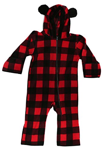 At The Buzzer Baby Boys Fleece Pram Snowsuit Bunting - color: Black / Red, size: 6-9 Months