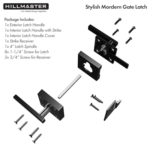 HILLMASTER Double Sided Gate Latch for Wooden Fence,Heavy Duty Swinging Door Latch Two Sided Gate Door Latch for Outdoor Fence,Self Locking Gate Latch Gate Hardware for Wood Gates,Pool,Backyard,Garden