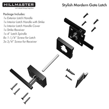 HILLMASTER Double Sided Gate Latch for Wooden Fence,Heavy Duty Swinging Door Latch Two Sided Gate Door Latch for Outdoor Fence,Self Locking Gate Latch Gate Hardware for Wood Gates,Pool,Backyard,Garden