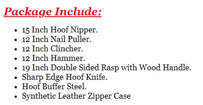 Heavy Duty Professional Horse Cattle Care Farrier Tool Kit Hoof Clincher Nipper RASP Hammer Knife Buffer Stainless Steel