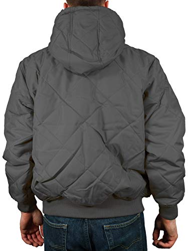 Men's Fleece Lined Quilted Winter Jacket Coat - color: Gray, size: XX-Large