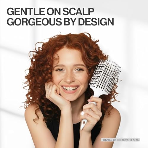 COCCO Aura Vent Boar Brush, Dual-Curved Design for Faster Drying - color: White