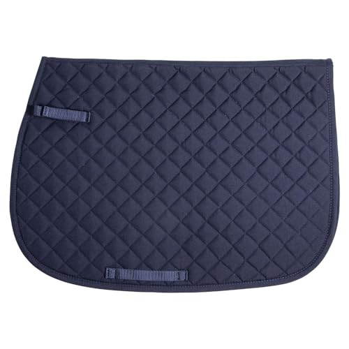 Dura-Tech All-Purpose Saddle Pads for Horses | Schooling Saddle Pad Square Cut | Equines Horse Saddle Pads | Polyester Fabric Blend | 23" Spine and 18" Drop Length - color: Navy