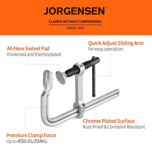 Jorgensen Bar Clamps, 6-Inch Light-duty Drop Forged Steel Bar Clamps for Woodworking and Welding, 2 Pack - size: 6 Inch