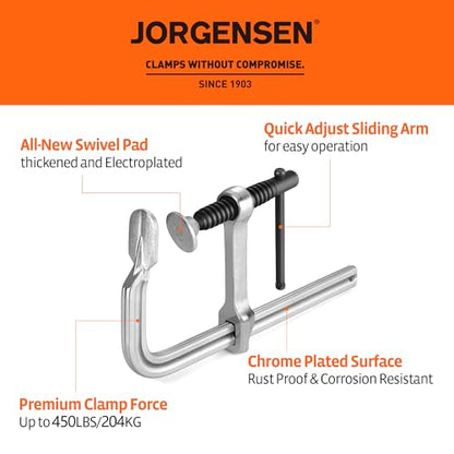 Jorgensen Bar Clamps, 6-Inch Light-duty Drop Forged Steel Bar Clamps for Woodworking and Welding, 2 Pack - size: 6 Inch
