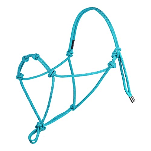 Harrison Howard Super Sturdy Horse Rope Training Halter with 4 Knot 1/4" Stiff Halter Cord - color: Turquoise, size: Small