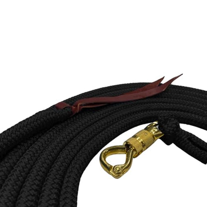 PARELLI 22 Foot Line Ground Training Rope - Strong Everyday Use All-Purpose Large Horse Lead Rope with Loop & Latigo Popper | 9/16" Diameter Smooth Yachting Braid, Black - color: Black