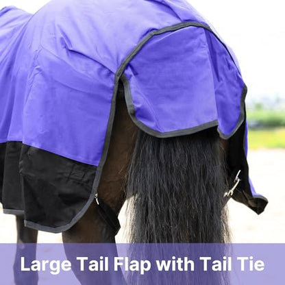 RESISTANCE Premium 1200 Denier Waterproof Horse Turnout Blanket with 300g Polyfill & Adjustable Buckle Closure - color: Purple, size: 84"