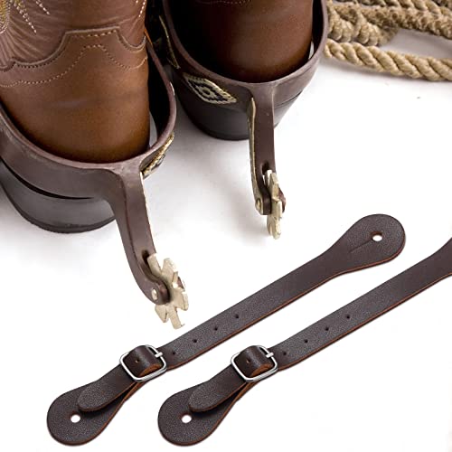 Saintrygo 2 Pcs Adjustable Leather Spur Straps for Western Boots,Rustic