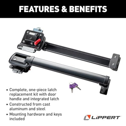 Lippert LatchXtend™ Easy Open RV Door Handle Extension for Entry Doors with a Standard Paddle Latch, Extends Reach by 14", Easy Retrofit Installation, Perfect for Kids and Seniors - 2022301969 | Fits right-handed entry doors with standard paddle latch, cu