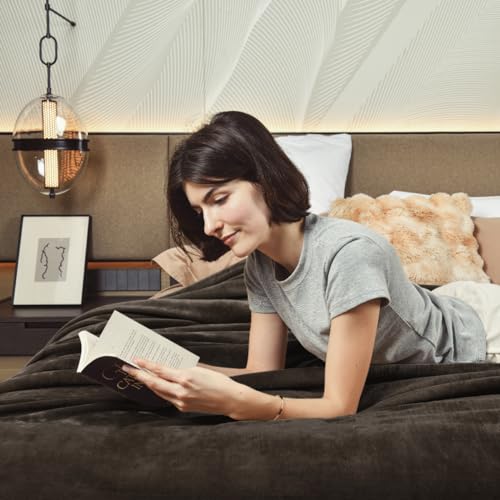 KAWAHOME Sherpa Fleece Throw Size Blanket for Bed, Extra Warm Heavy Thick - color: Brown, size: Throw ( 50" X 60" )