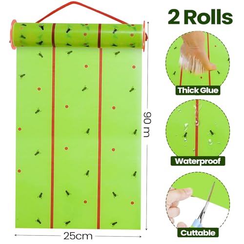 Qualirey 1 Pcs Giant Flypaper Fly Traps, 295ft Sticky Fluorescent Green - color: Fluorescent Green