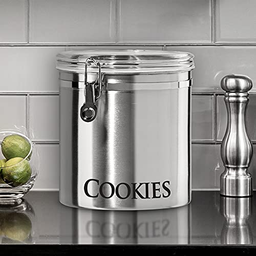 Oggi Jumbo 8" Stainless Steel Cookies Clamp Canister - Airtight Food Storage Container Ideal for Kitchen & Pantry Storage of Cookies or other Bulk, Dry Foods. - size: 8-Inch, style: Cookie Canister