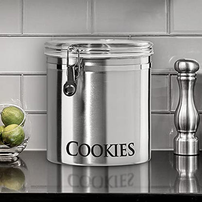 Oggi Jumbo 8" Stainless Steel Cookies Clamp Canister - Airtight Food Storage Container Ideal for Kitchen & Pantry Storage of Cookies or other Bulk, Dry Foods. - size: 8-Inch, style: Cookie Canister
