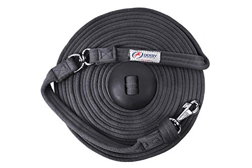 Premium Horse Training Super Soft Grip Swivel Lunge Line with Rubber Stopper with 6 Month Warranty and Replaceable Snap - color: Black, size: 24'