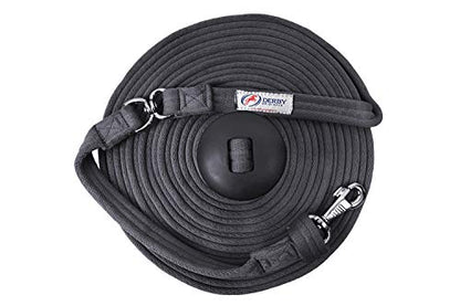 Premium Horse Training Super Soft Grip Swivel Lunge Line with Rubber Stopper with 6 Month Warranty and Replaceable Snap - color: Black, size: 24'