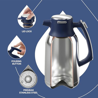 IDEUS Thermal Coffee Carafe 68oz, Beverage Dispenser Navy Blue - color: Navy Blue, size: 68 Ounces
