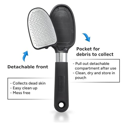 Rikans Foot File Foot Rasp Callus Remover Dead Skin Remover Double Sided Foot Scrubber Foot Care Pedicure Tool to Remove Hard Skin Can Be Used Wet or Dry Skin High Grade Stainless Steel File