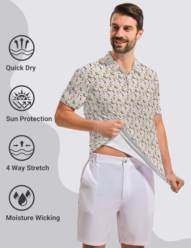 Funny Golf Shirts for Men, Quick Dry Moisture Wicking Polo Shirts - color: Breakfast Balls2, size: Large