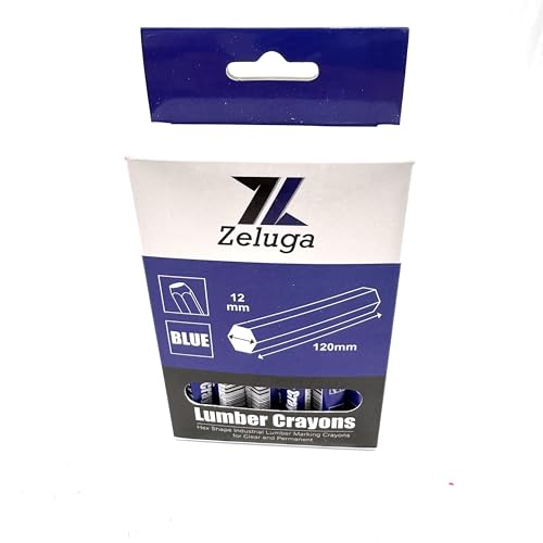 Zeluga 4.7in. x 0.47in. Hex Shape Industrial Lumber Marking Crayons for Clear and Permanent Markings, Blue 12 Pack - color: Blue, size: 1 Count (Pack of 12)
