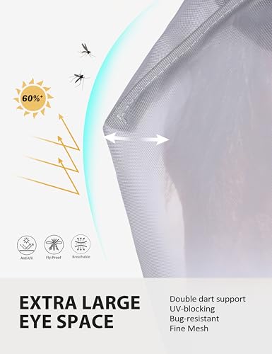 Harrison Howard CareMaster Horse Fly Mask UV Protective Fine Mesh with Extra Wool Soft Touch on Skin Moonlight Silver M - color: Moonlight Silver, size: Cob (Medium)