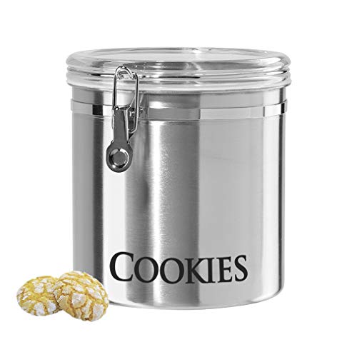 Oggi Jumbo 8" Stainless Steel Cookies Clamp Canister - Airtight Food Storage Container Ideal for Kitchen & Pantry Storage of Cookies or other Bulk, Dry Foods. - size: 8-Inch, style: Cookie Canister