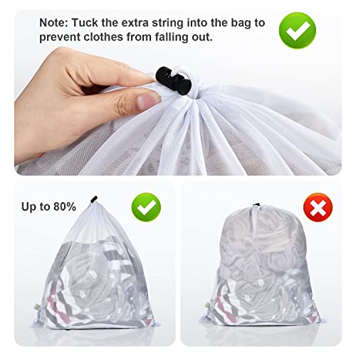 OTraki 2 Pack Mesh Laundry Bag 20x24 Inch Heavy Duty Laundry Fine Mesh Bags Dirty Clothes Drawstring Laundry Wash Bag Delicates Net Storage Travel Bag Don't Drying, Melting 140-176℉ White - size: 20 x 24 inch
