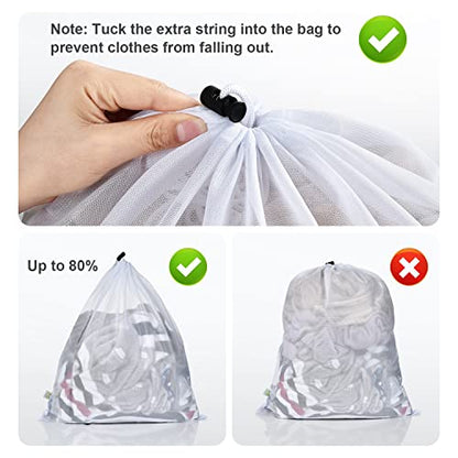 OTraki 2 Pack Mesh Laundry Bag 20x24 Inch Heavy Duty Laundry Fine Mesh Bags Dirty Clothes Drawstring Laundry Wash Bag Delicates Net Storage Travel Bag Don't Drying, Melting 140-176℉ White - size: 20 x 24 inch