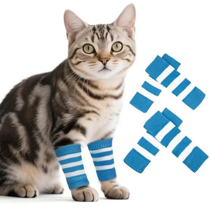4 PCS Dog Elbow Protect Knit to Help Reducing Licking Scratching Elbow - color: BlueStripe, size: S-Leg Girth: 2.04in