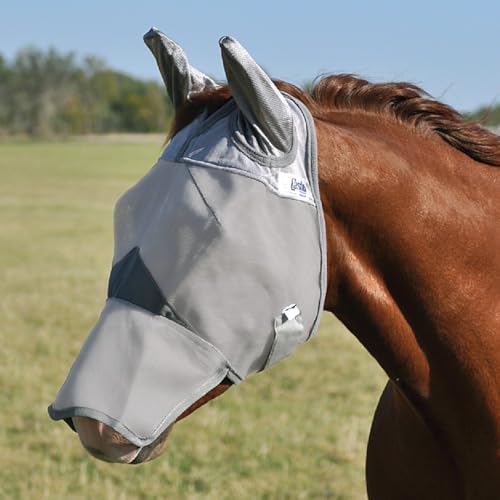 Cashel Crusader Fly Mask, Long Nose with Ears (Grey, Warmblood) - size: X-Large