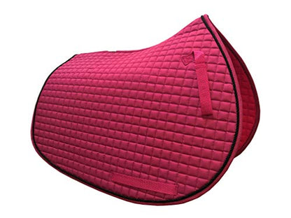 All-Purpose English Saddle Pads (Magenta Hot Pink w/Black Rope Trim)