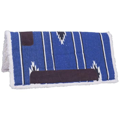Tough 1 Tough-1 Square Saddle Pad/Fleece Bottom - color: Black/Royal Blue/Cream