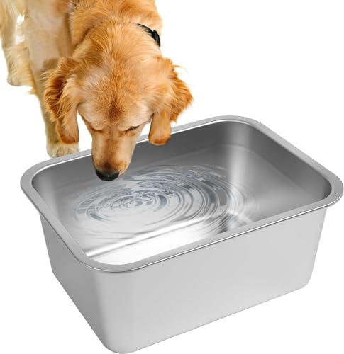 0.85 Gallon Wide Dog Water Bowl, Stainless Steel Bowl, Small Dogs | 12.6 x 8.7 x 2.8 in Bowl, Food or Water Use, Indoor Outdoor Use, Wide Opening, Rounded Corners, Easy Rinse, Small Dogs - color: 1PCS(Original Color), size: 0.85 Gallons