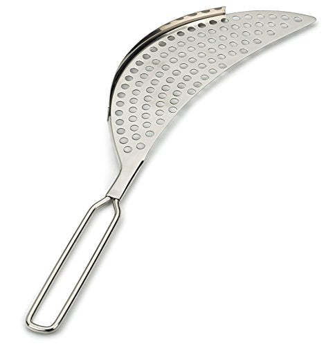 RSVP International Endurance Collection Pierced Crescent Pot Strainer, 14x75x2x75", 18/8 Stainless Steel - size: 14.75x2.75"