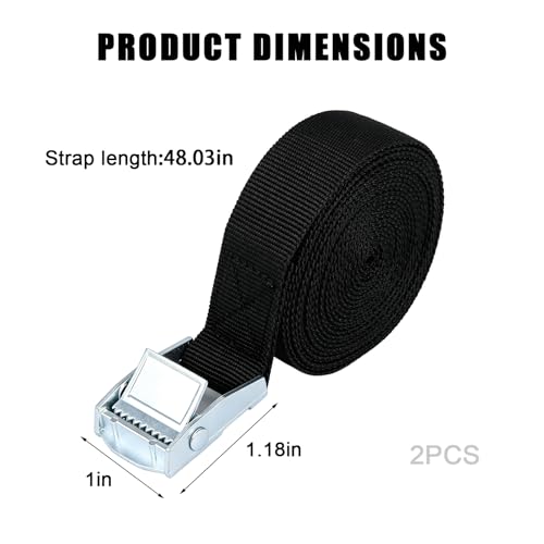 2 PCS Battery Tie Down Straps, 1" × 48" Car Battery Hold Down Kit with Stainless Steel Cam Buckle & Screws, Adjustable Lashing Straps for Car Boat RV Batteries Cooler Luggage Belt - color: Strap