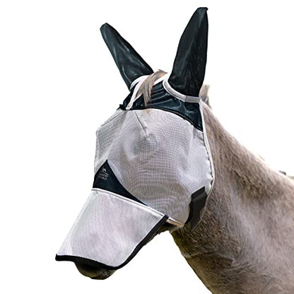 Harrison Howard Form Fitting Advanced & Skin-Friendly Fabrics Mule Donkey Fly Mask Full Face Protection with Nose Cover Black L - color: Black, size: Large