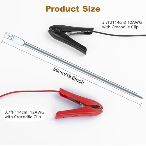 Electric Fence Wire - Ground Rod to Connect Energizer and Electric Fence Charger Solar, Solar Electric Fence Lead Wire with Alligator Clips for Generator Electric Fence