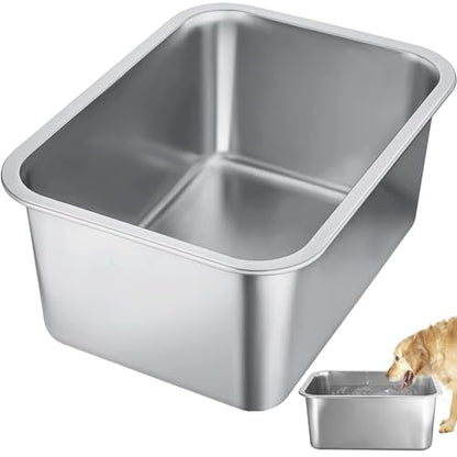 MEWTOGO 4 Gallons Extra Large Capacity Food Grade Stainless Steel Dog Bowls - size: 4 Gal