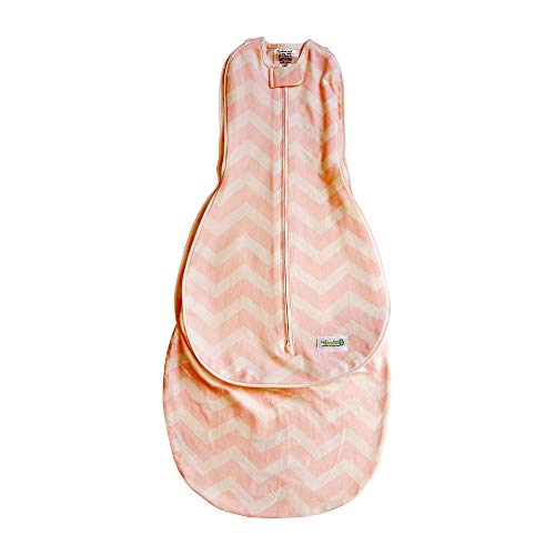 Woombie Grow with Me Baby Swaddle, Convertible Swaddle Fits Babies 0-9 Months, Expands to Wearable Blanket for Babies up to 18 Months, Dreamy Pink Chevron - color: Dreamy Pink Chevron, style: Grow With Me