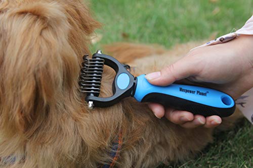 Maxpower Planet Pet Grooming Brush - Double Sided Dematting Undercoat Rake for Dogs and Cats, Extra Wide Pet Brush to Reduce Shedding by 95% (Blue, S) - color: Blue, size: Small