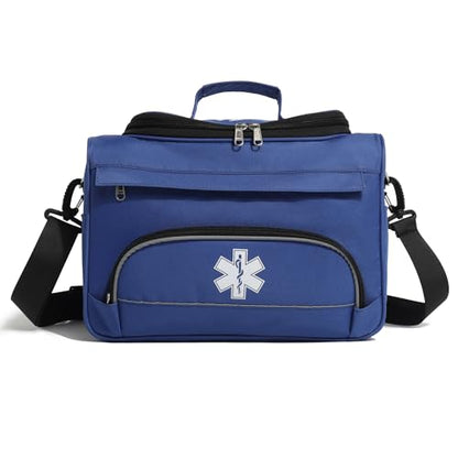 Empty Medicine Bag for Travelling Red First Aid Bag On Call Trauma Bag EMT First Responder Carrier Bag Medical Supplies Kit Emergency Bag for School(Bag only) - color: Blue