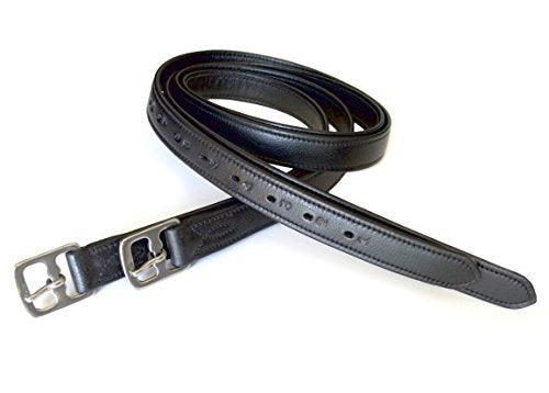 SIE 54" / 60" New 1" Super Soft English Stirrup Leathers Black/Havana (Black, 60" x 1") - color: Black, size: 60" x 1"