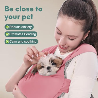 Supet Dog Sling Carrier for Small Pet, Adjustable Hands Free Front Backpack - color: Pink, size: Regular