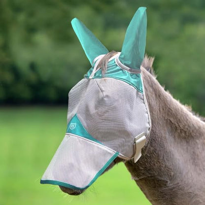 Harrison Howard Mule Donkey Fly Mask Full Face Protection with Nose Cover Mint M - color: Mint, size: Medium