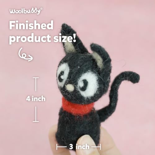 Woolbuddy Needle Felting Starter Kit (Black Cat) for Adults with DIY Tool - color: Black Cat