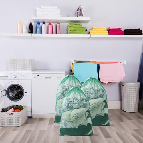 Berlune 30 Pack Large Mesh Laundry Bags - color: Green