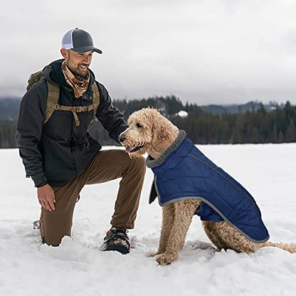 Fragralley Dog Coat Medium, Waterproof Dog Jacket with Warm Fleece Lining, Adjustable Reflective Dogs Winter Coat, Turtleneck Pet Coats for Cold Weather (Blue M) - color: Blue, size: Medium
